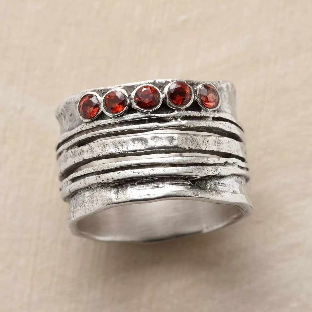 NEW Sundance Catalog Size 9 Garnet Sterling Silver Statement Ring